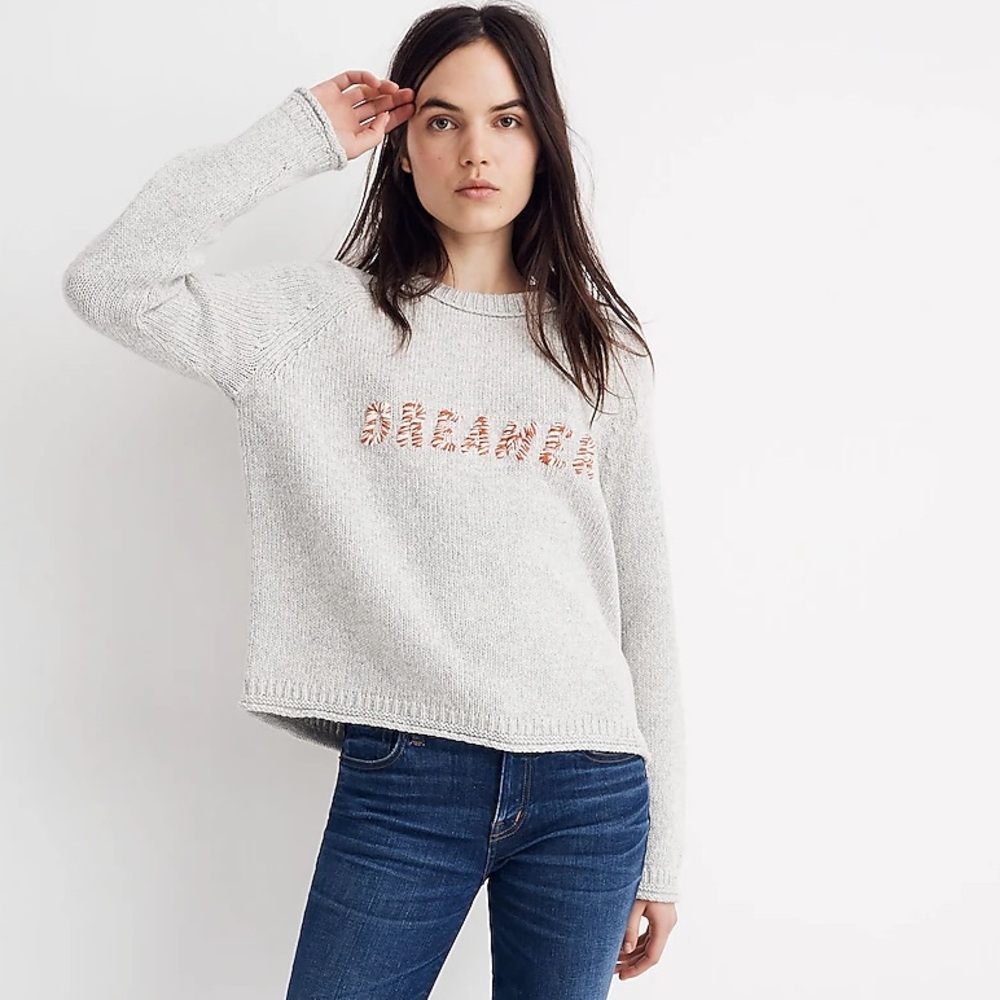 Madewell Dreamer Embroidered Keaton Pullover Sweater
